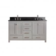 Avanity MODERO-VS60-CG-A - Avanity Modero 61 in. Double Vanity in Chilled Gray finish with Black Granite Top