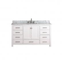 Avanity MODERO-VS60-WT-A-C - Avanity Modero 61 in. Single Vanity in White finish with Carrara White Marble Top