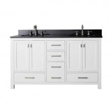 Avanity MODERO-VS60-WT-A - Avanity Modero 61 in. Double Vanity in White finish with Black Granite Top