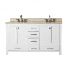 Avanity MODERO-VS60-WT-B - Avanity Modero 61 in. Double Vanity in White finish with Galala Beige Marble Top