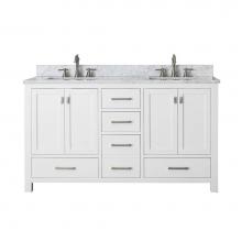 Avanity MODERO-VS60-WT-E - Avanity Modero 61 in. Double Vanity in White finish with Cala White Engineered Stone Top