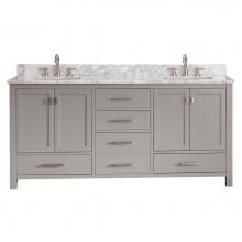 Avanity MODERO-VS72-CG-C - Avanity Modero 73 in. Double Vanity in Chilled Gray finish with Carrara White Marble Top