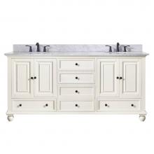 Avanity THOMPSON-VS72-FW-C - Avanity Thompson 73 in. Double Vanity in French White finish with Carrara White Marble Top