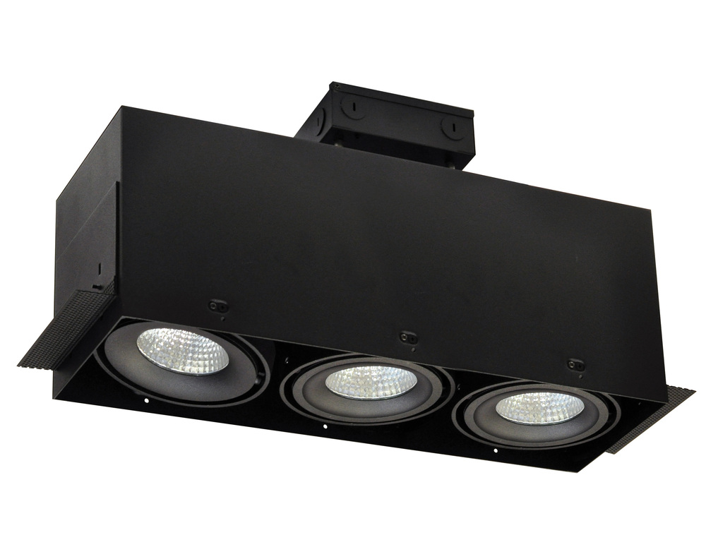 LED Trimless 3-Head MLS Housing, 30W / 2100lm per Head, 3000K, 16-Degrees Spot, Black, 120-277V