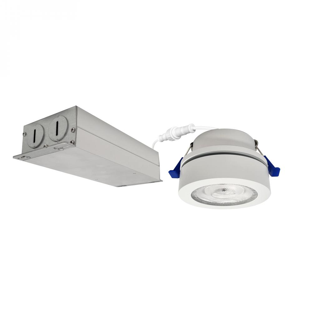 4&#34; M-Wave Can-less Adjustable LED Downlight, 3000K, Matte Powder White finish