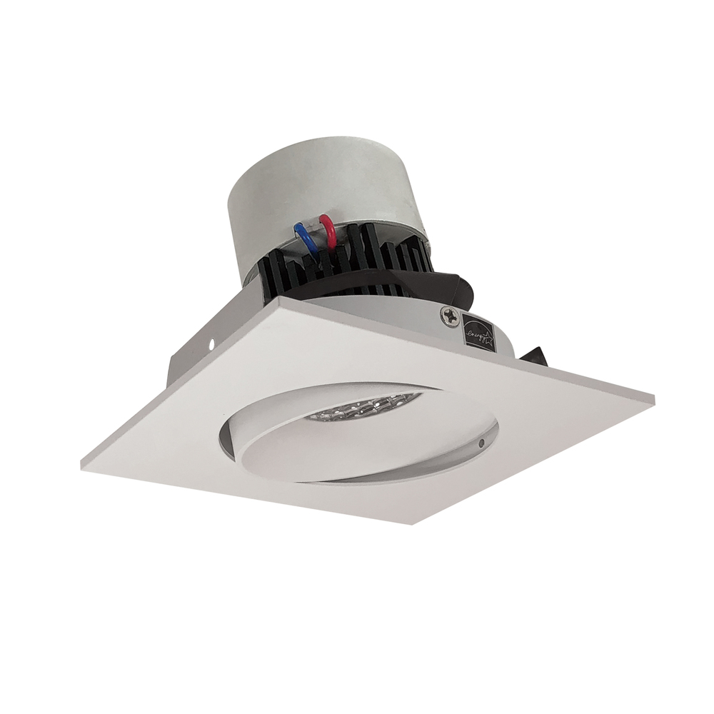 4&#34; Pearl LED Square Adjustable Cone Retrofit, 1000lm / 12W, 2700K, White Reflector / White