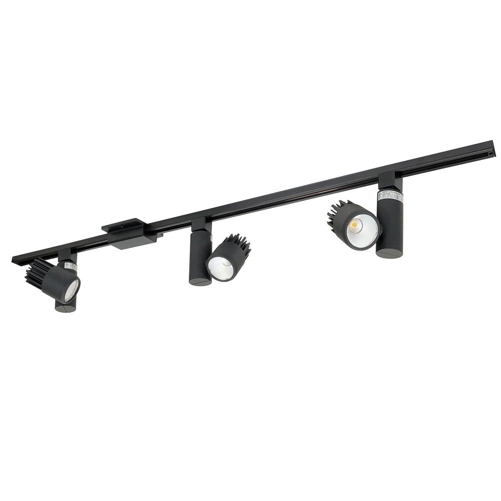 4-ft Track Pack with (3) Aiden 1150lm LED Track Heads, 3000K, Black Finish