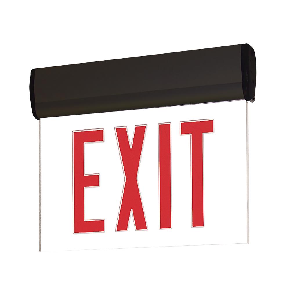 Surface Adjustable LED Edge-Lit Exit Sign, AC only, 6&#34; Red Letters, Single Face / Clear Acrylic,