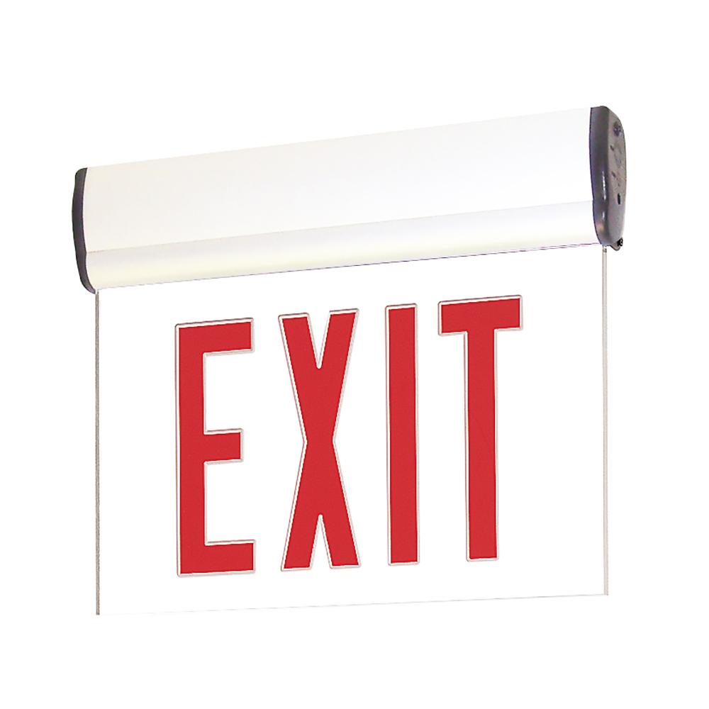 Surface Adjustable LED Edge-Lit Exit Sign, AC only, 6&#34; Red Letters, Single Face / Clear Acrylic,