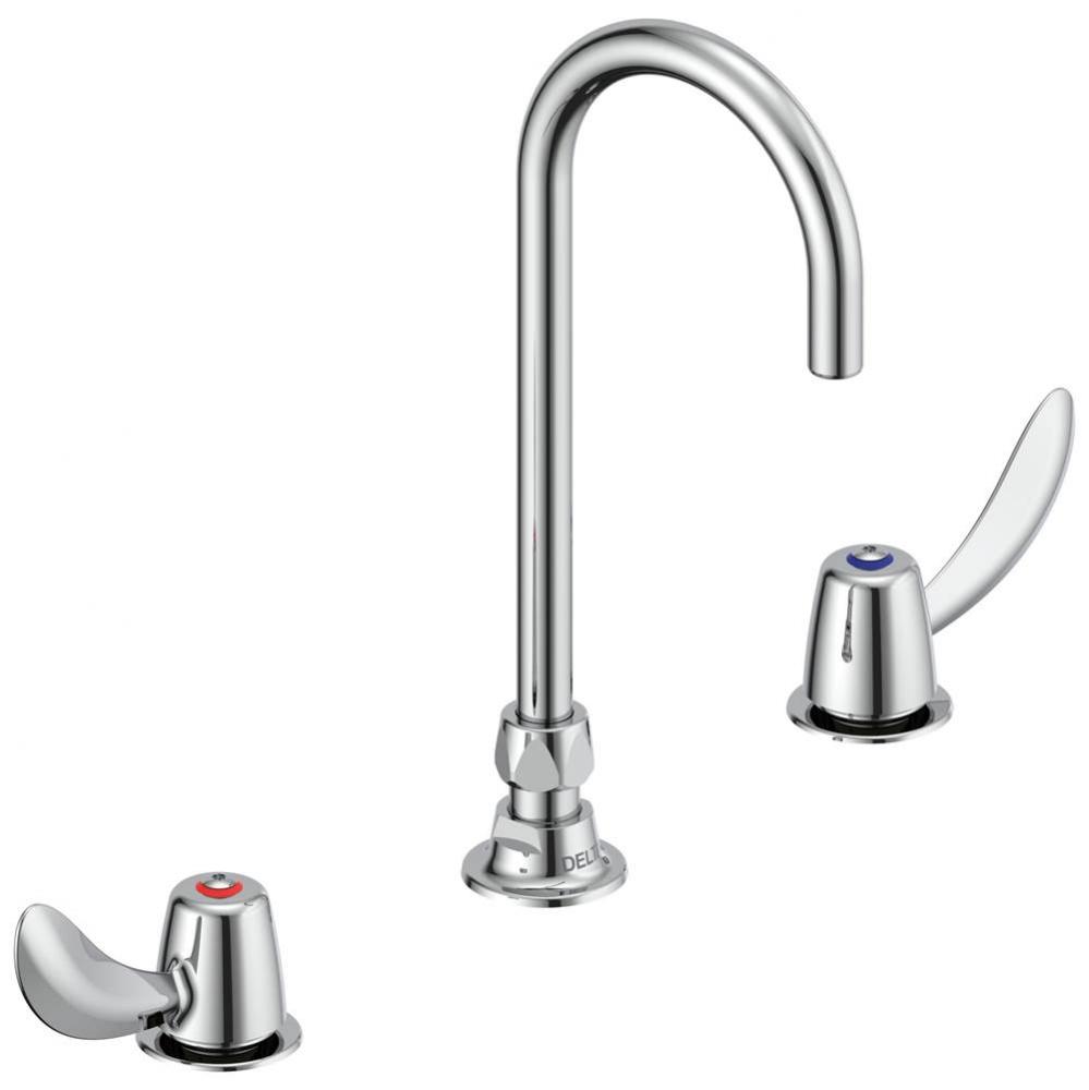 Commercial 23C6: Two Handle Widespread Bathroom Faucet with Gooseneck Spout - Less Pop-Up