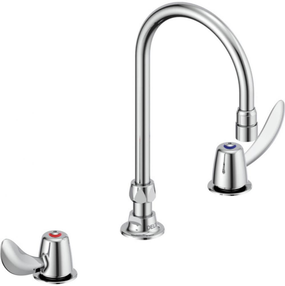 Commercial 23C6: Two Handle Widespread Bathroom Faucet with Gooseneck Spout - Less Pop-Up