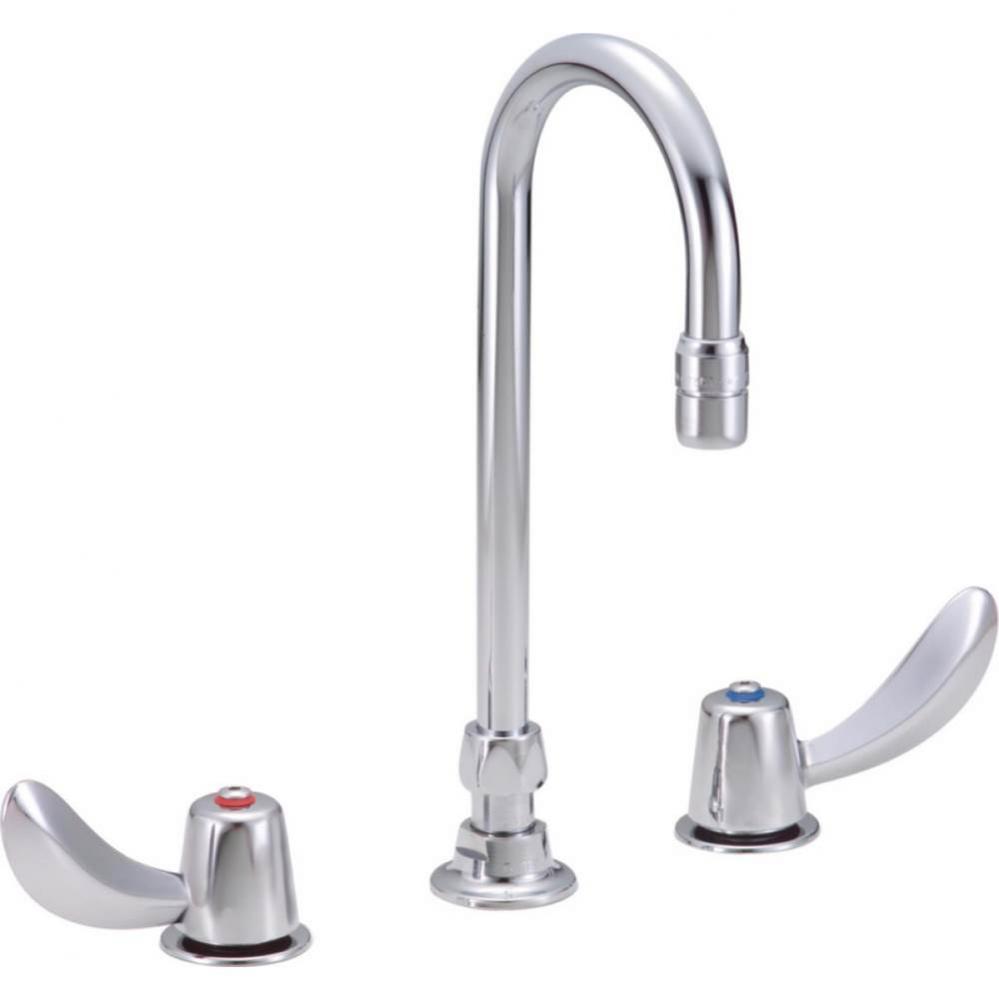 Commercial 23C6: Two Handle Widespread Bathroom Faucet with Gooseneck Spout - Less Pop-Up