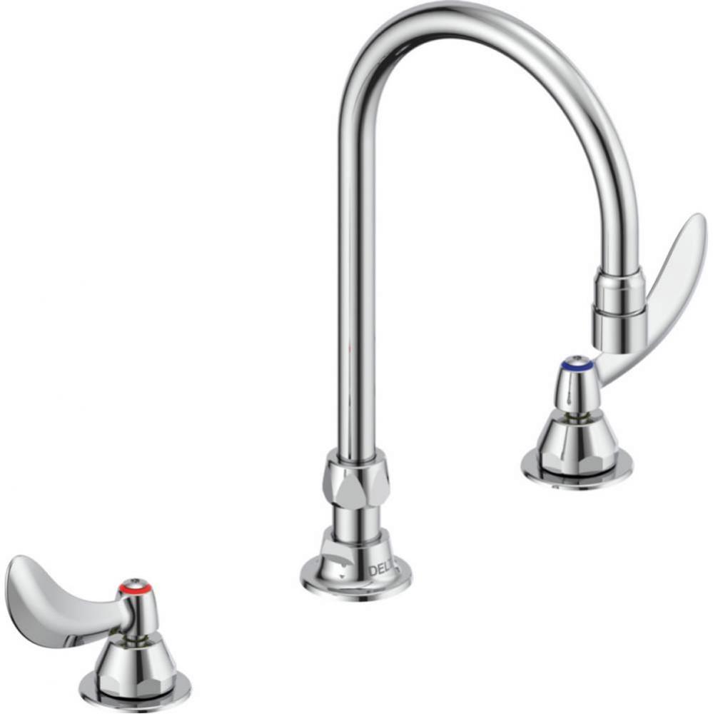 Commercial 23C6: Two Handle Widespread Bathroom Faucet with Gooseneck Spout - Less Pop-Up