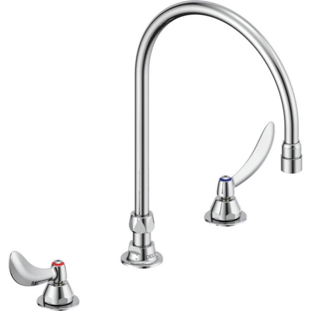 Commercial 23C6: Two Handle Widespread Bathroom Faucet with Gooseneck Spout - Less Pop-Up