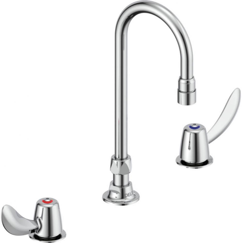 Commercial 23C6: Two Handle Widespread Bathroom Faucet with Gooseneck Spout - Less Pop-Up