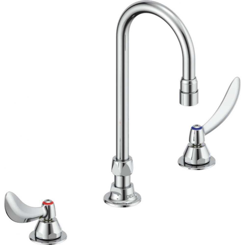 Commercial 23C6: Two Handle Widespread Bathroom Faucet with Gooseneck Spout - Less Pop-Up