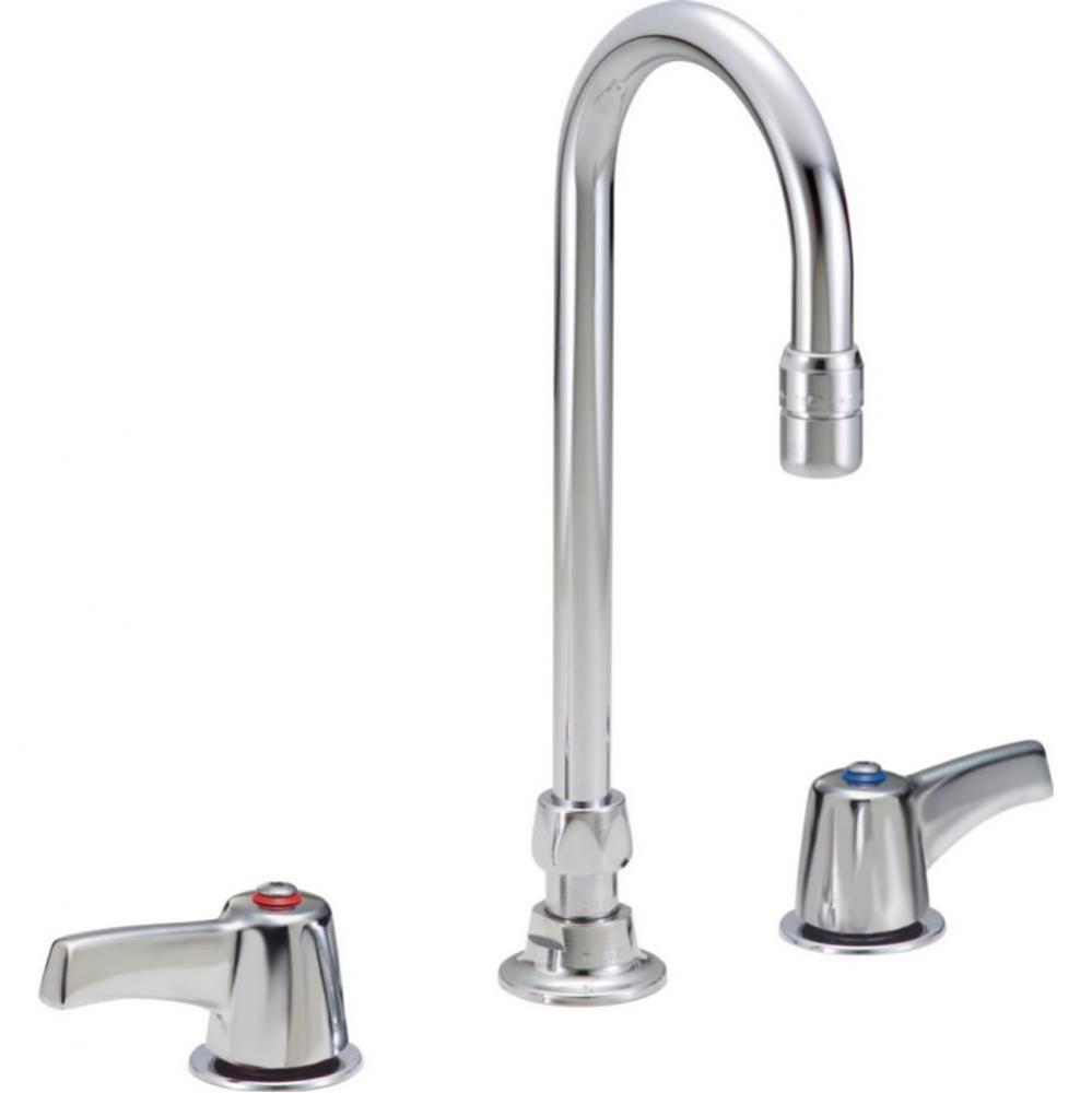 Commercial 23C6: Two Handle Widespread Bathroom Faucet with Gooseneck Spout - Less Pop-Up