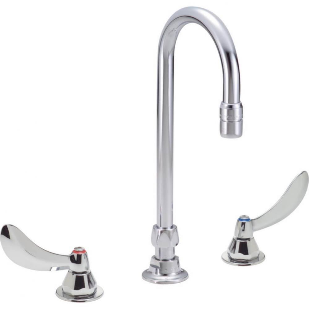 Commercial 23C6: Two Handle Widespread Bathroom Faucet with Gooseneck Spout - Less Pop-Up