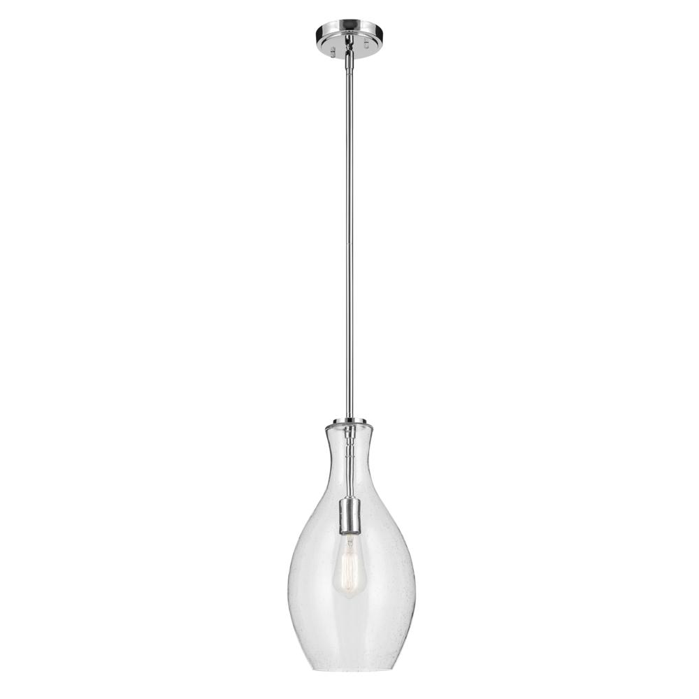 Everly 17.75&#34; 1-Light Bell Pendant with Clear Seeded Glass in Chrome