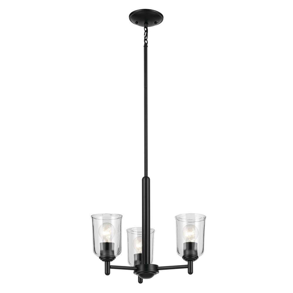 Shailene 15.25&#34; 3-Light Mini Chandelier with Clear Glass in Black