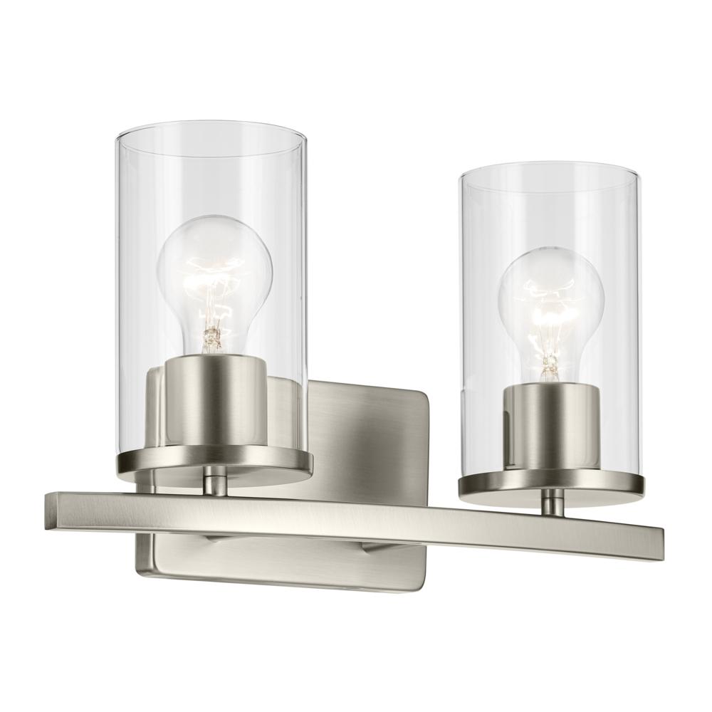 Crosby 15.25&#34; 2-Light Vanity Light with Clear Glass in Brushed Nickel