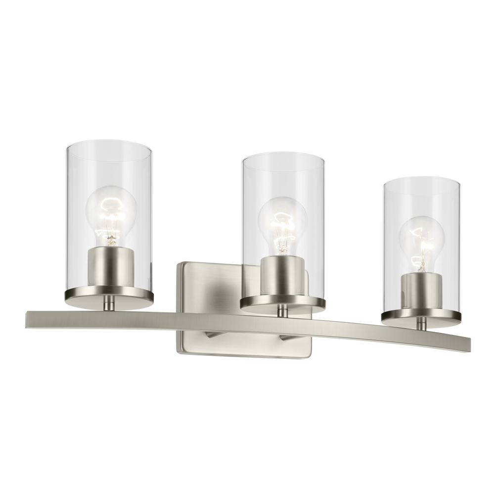 Crosby 23&#34; 3-Light Vanity Light with Clear Glass in Brushed Nickel