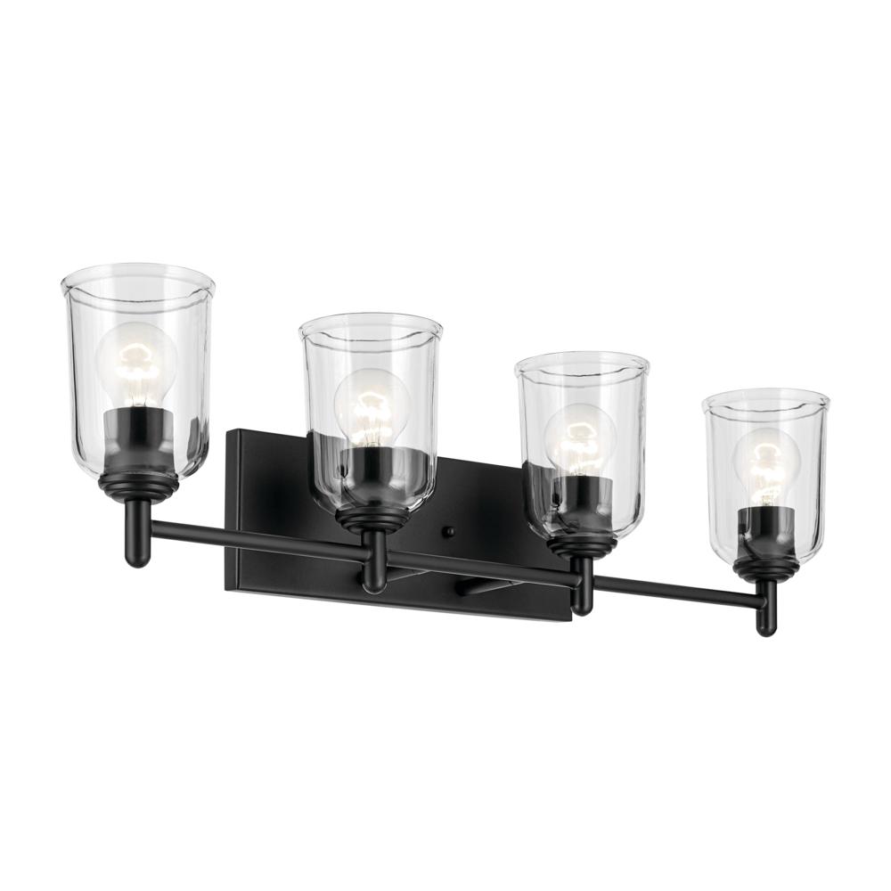 Shailene 29.75&#34; 4-Light Vanity Light with Clear Glass in Black