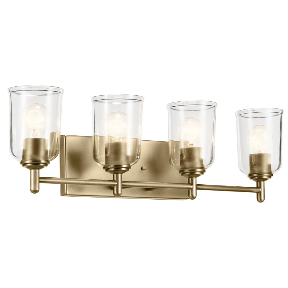 Shailene 29.75&#34; 4-Light Vanity Light with Clear Glass in Natural Brass