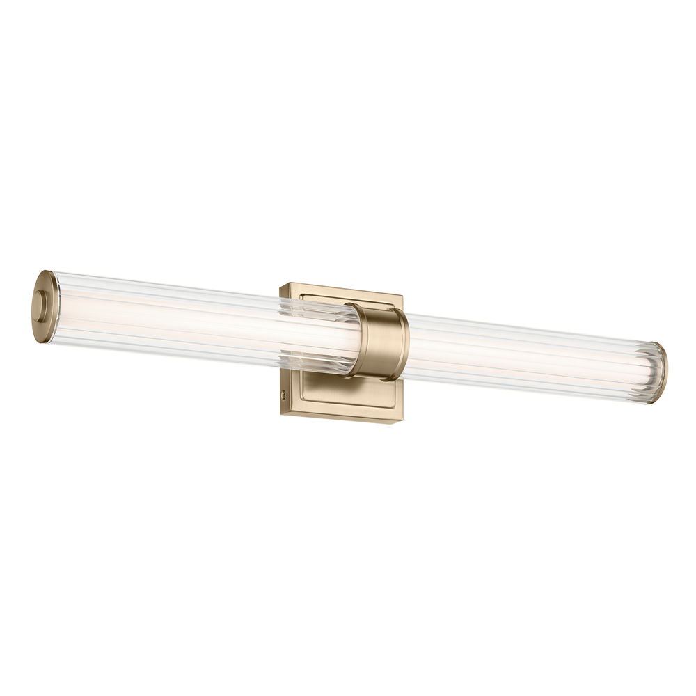 Laurene 26.5&#34; Linear Bath Bar Medium LED with Clear Fluted Glass in Champagne Bronze