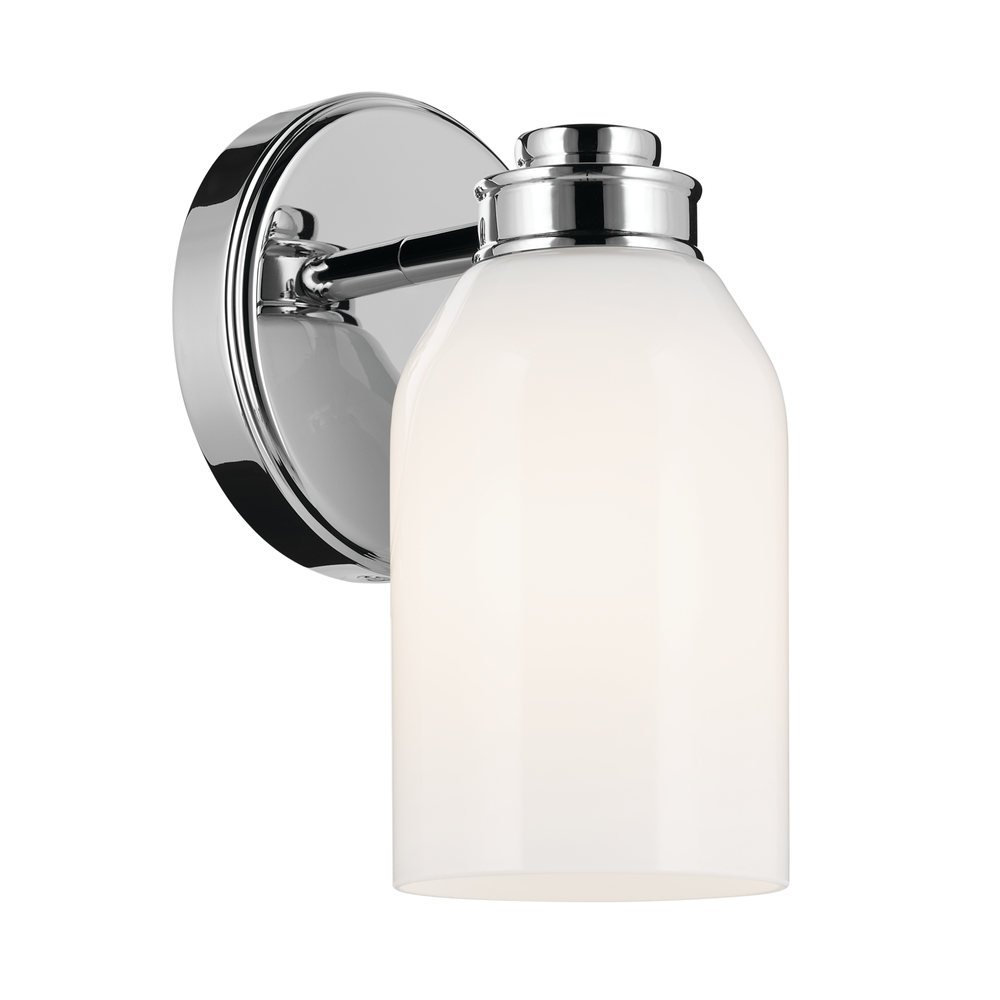 Shae 8.25&#34; 1-Light Wall Sconce with White Opal Glass in Chrome