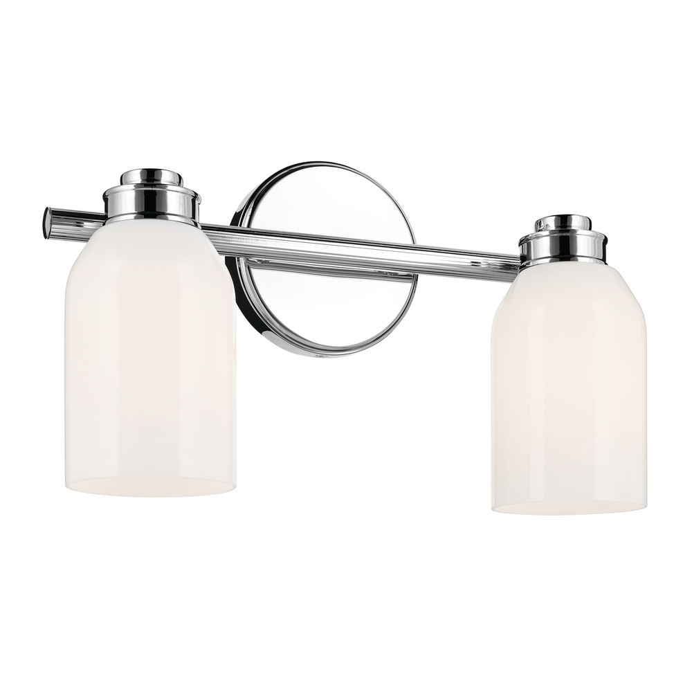 Shae 15&#34; 2-Light Vanity Light with White Opal Glass in Chrome