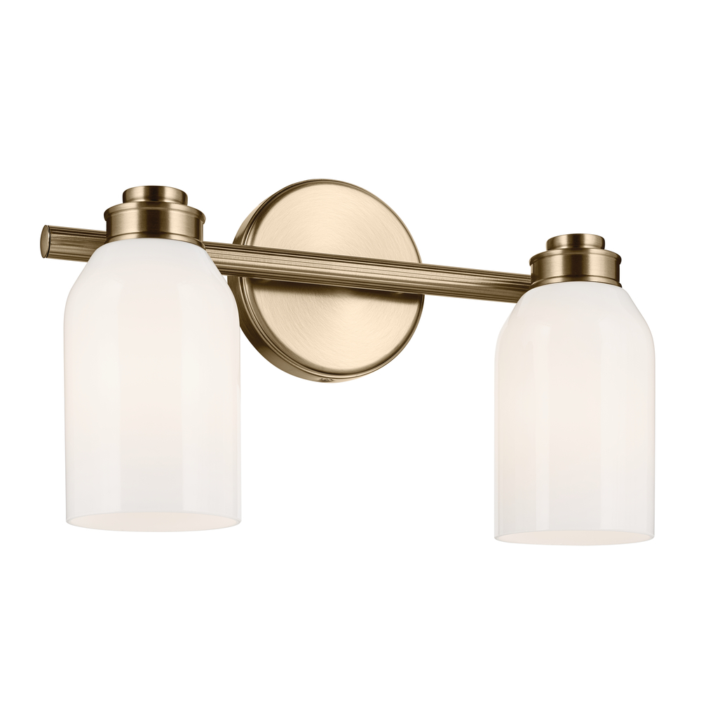 Shae 15&#34; 2-Light Vanity Light with White Opal Glass in Champagne Bronze