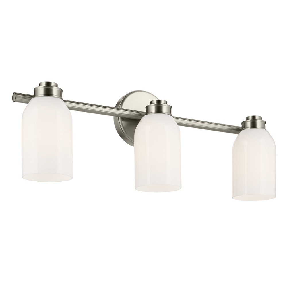 Shae 24.25&#34; 3-Light Vanity Light with White Opal Glass in Brushed Nickel