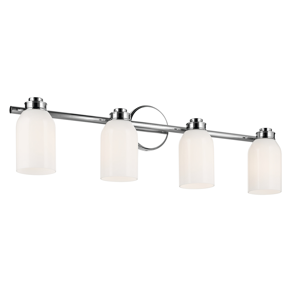 Shae 31&#34; 4-Light Vanity Light with White Opal Glass in Chrome