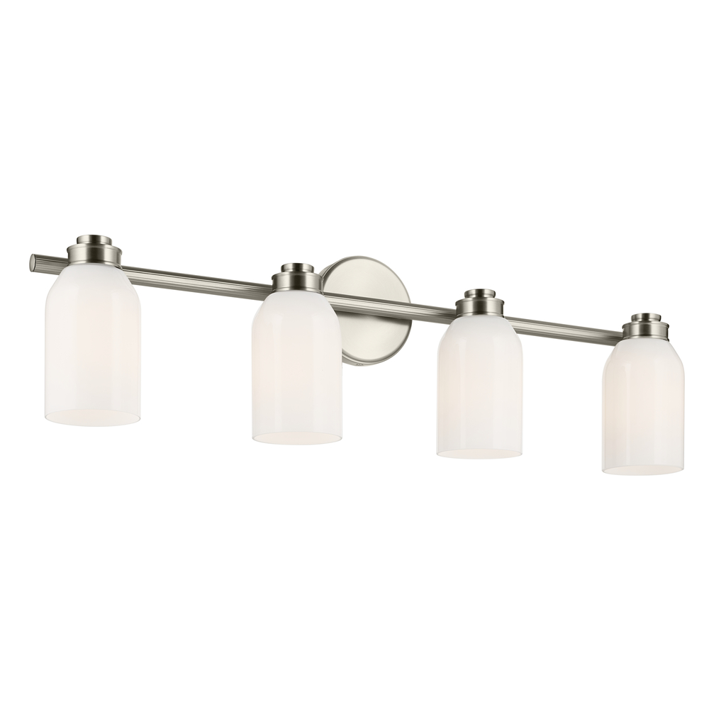 Shae 31&#34; 4-Light Vanity Light with White Opal Glass in Brushed Nickel