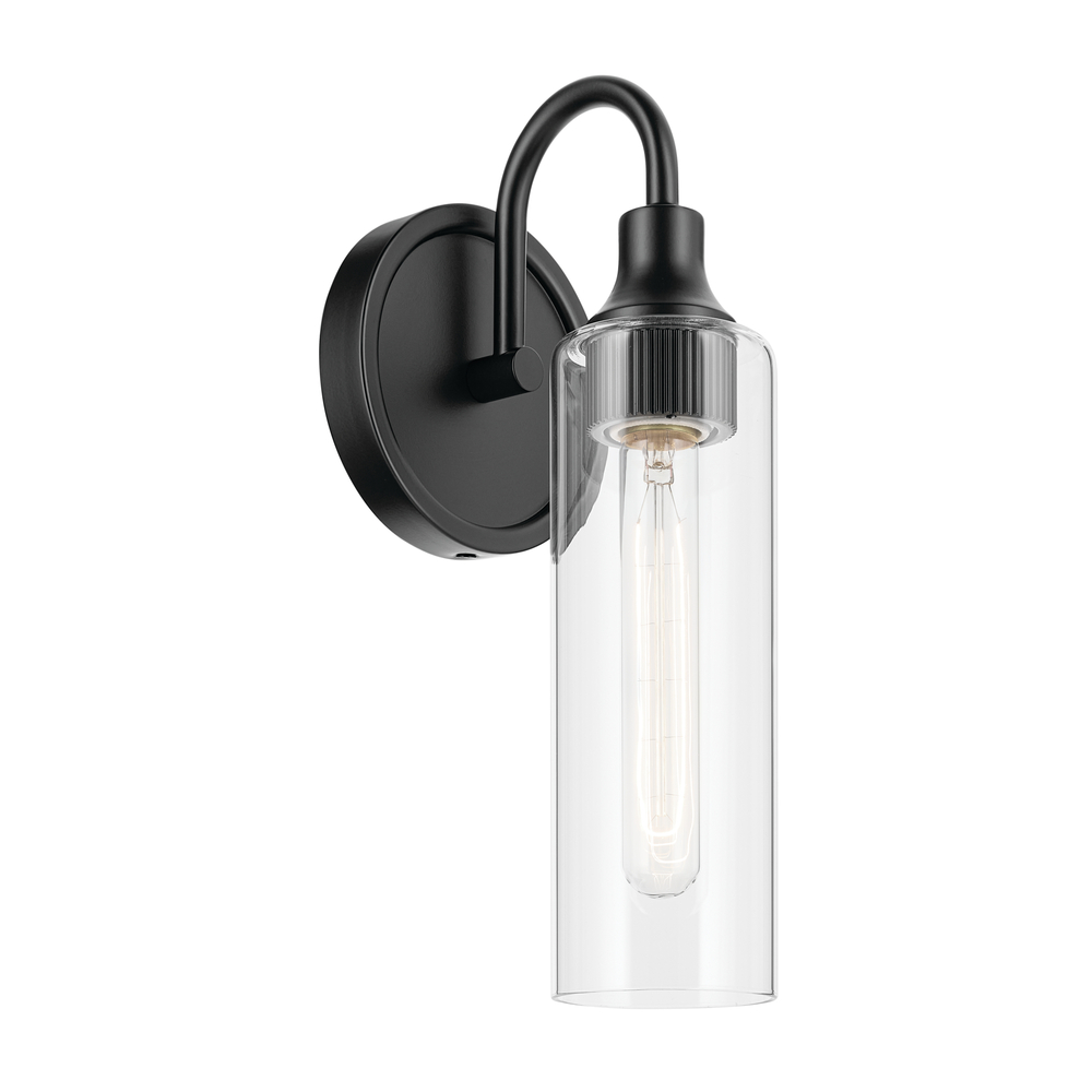 Kavi 13&#34; 1-Light Wall Sconce with Clear Glass in Black