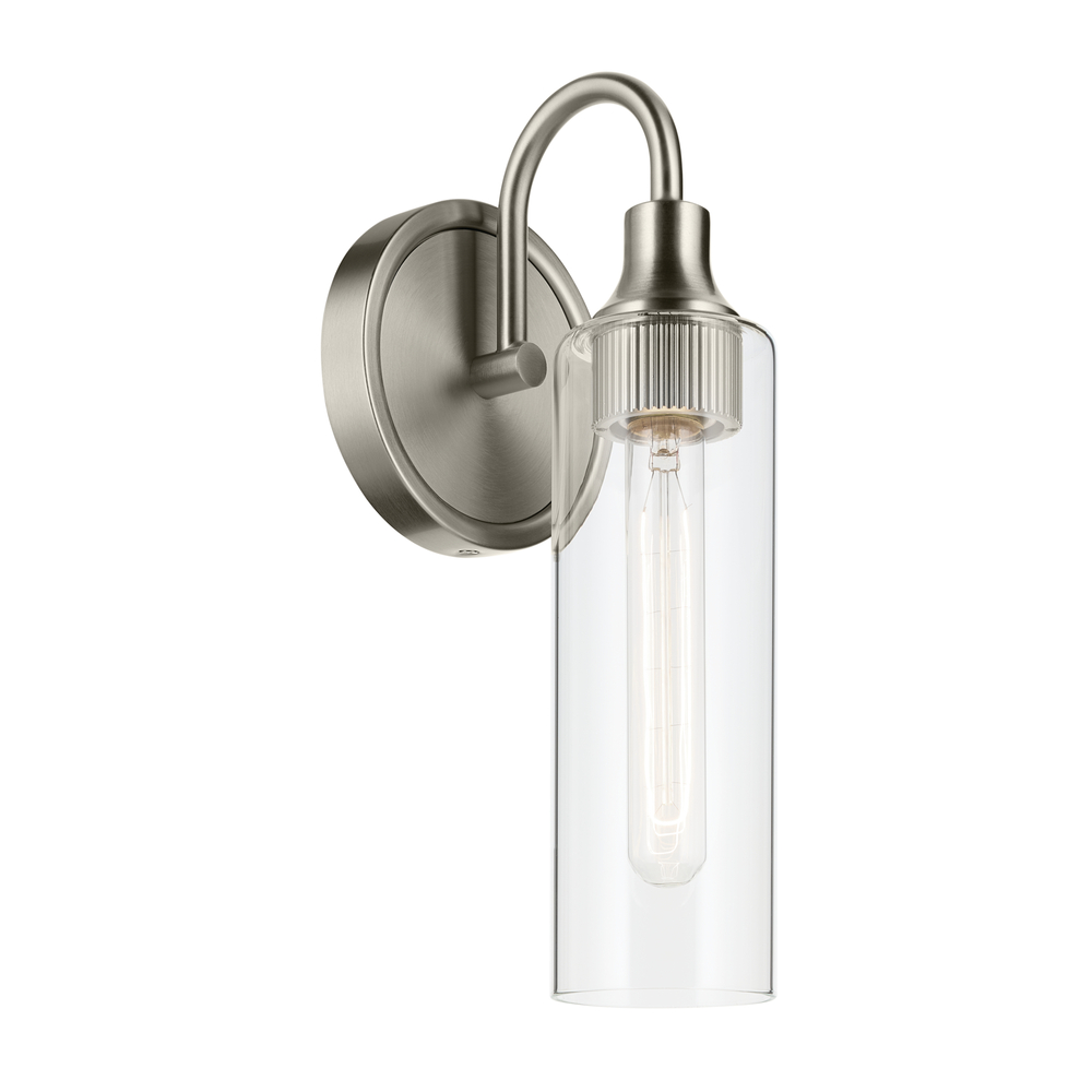 Kavi 13&#34; 1-Light Wall Sconce with Clear Glass in Brushed Nickel