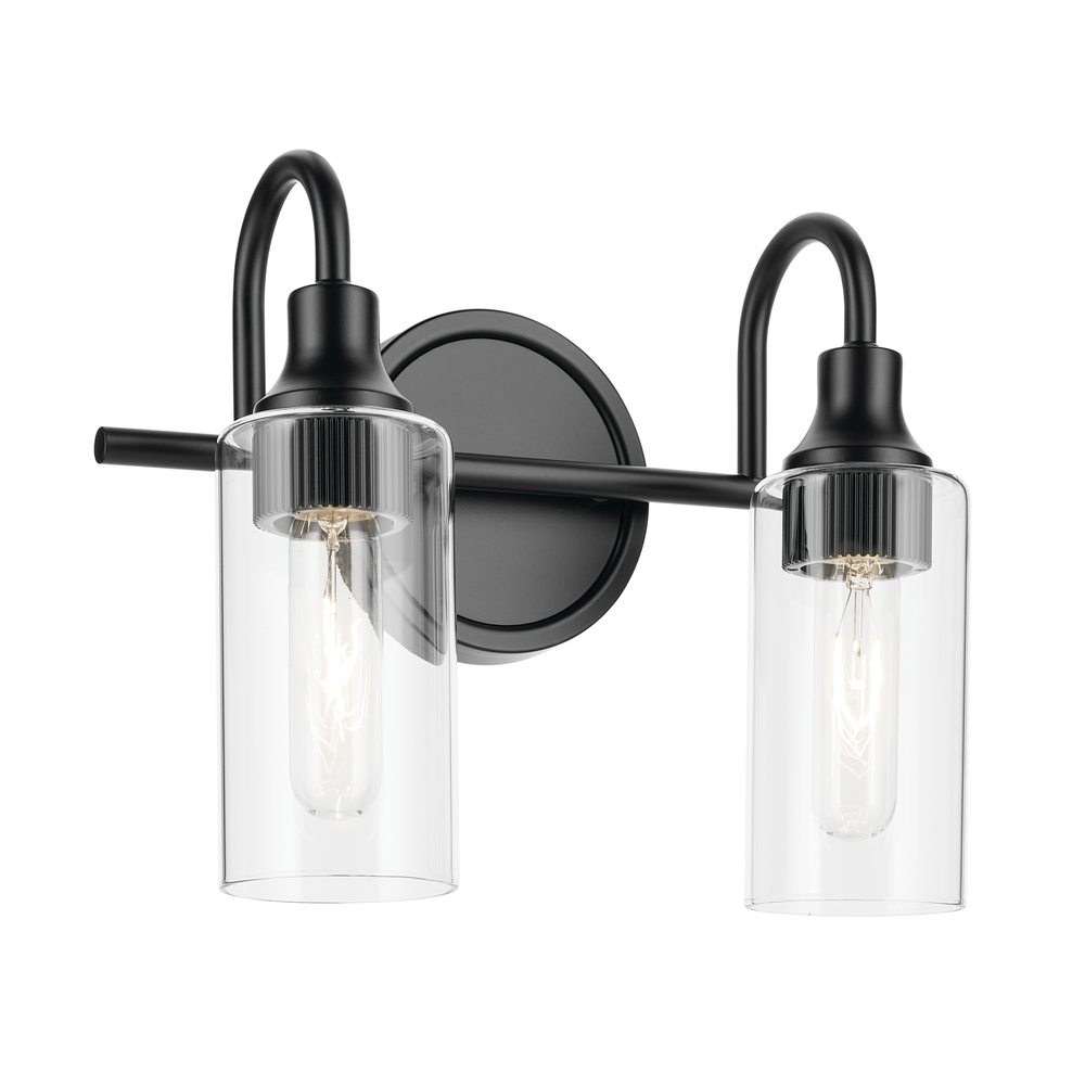 Kavi 12.5&#34; 2-Light Vanity Light with Clear Glass in Black