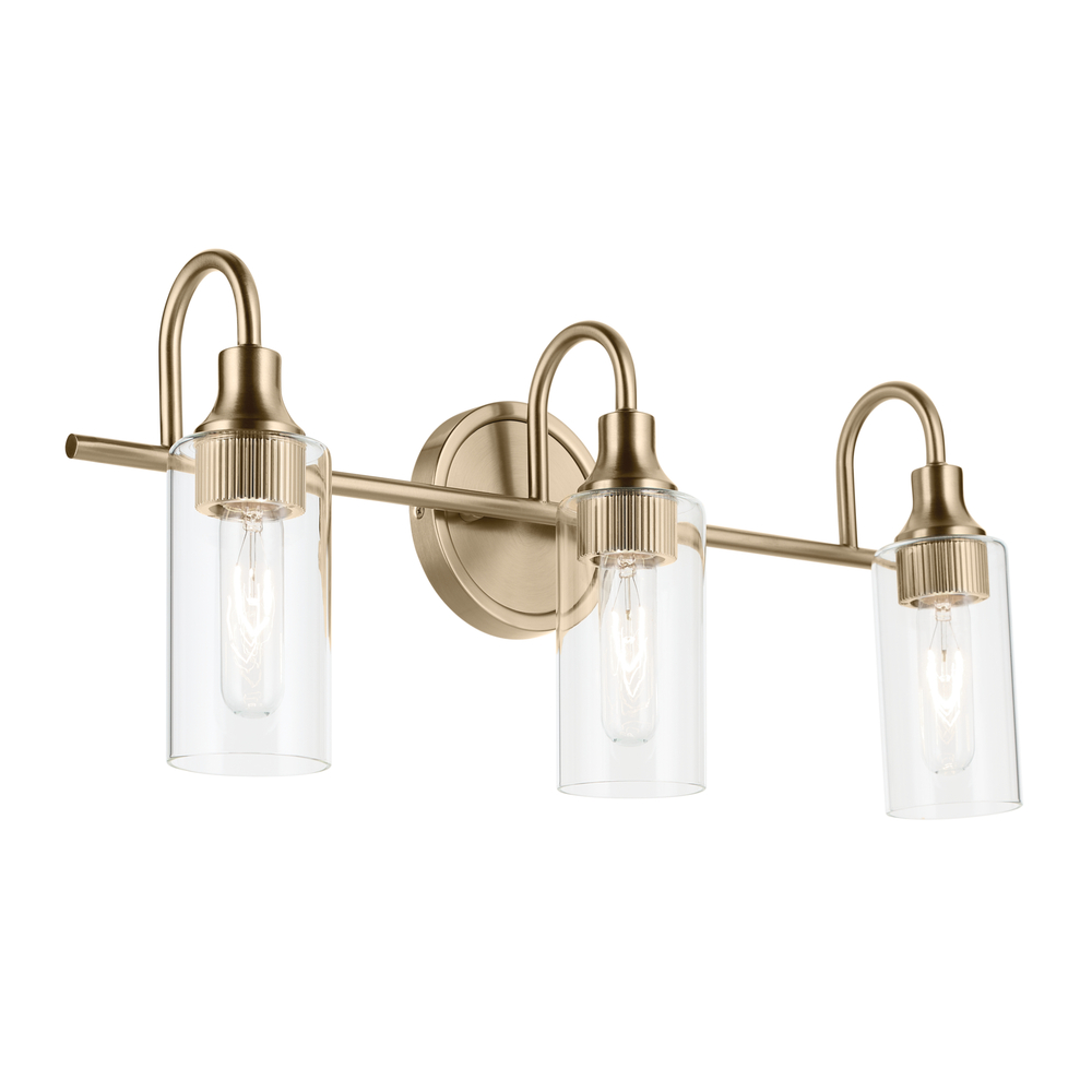 Kavi 23&#34; 3-Light Vanity Light with Clear Glass in Champagne Bronze