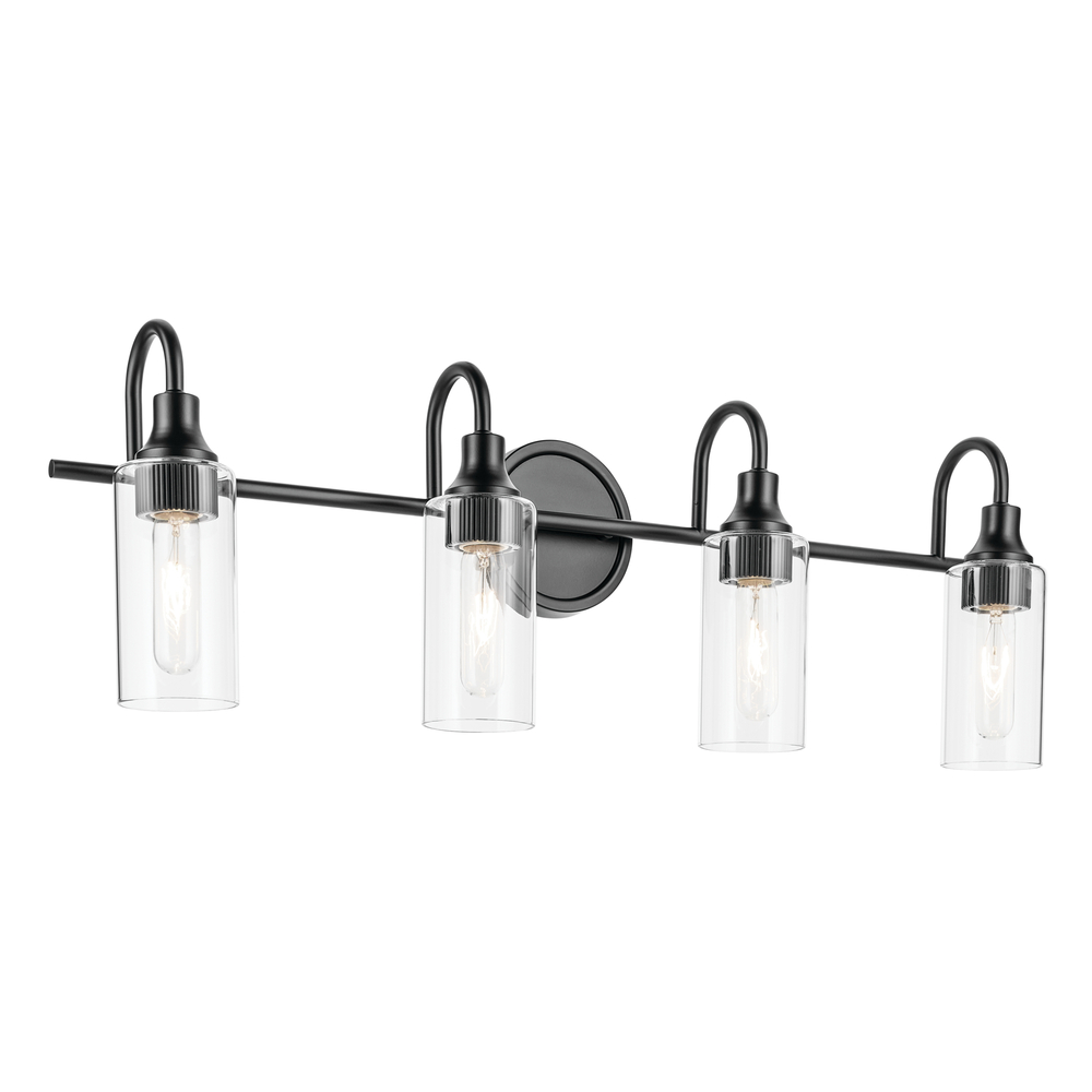 Kavi 31.5&#34; 4-Light Vanity Light with Clear Glass in Black