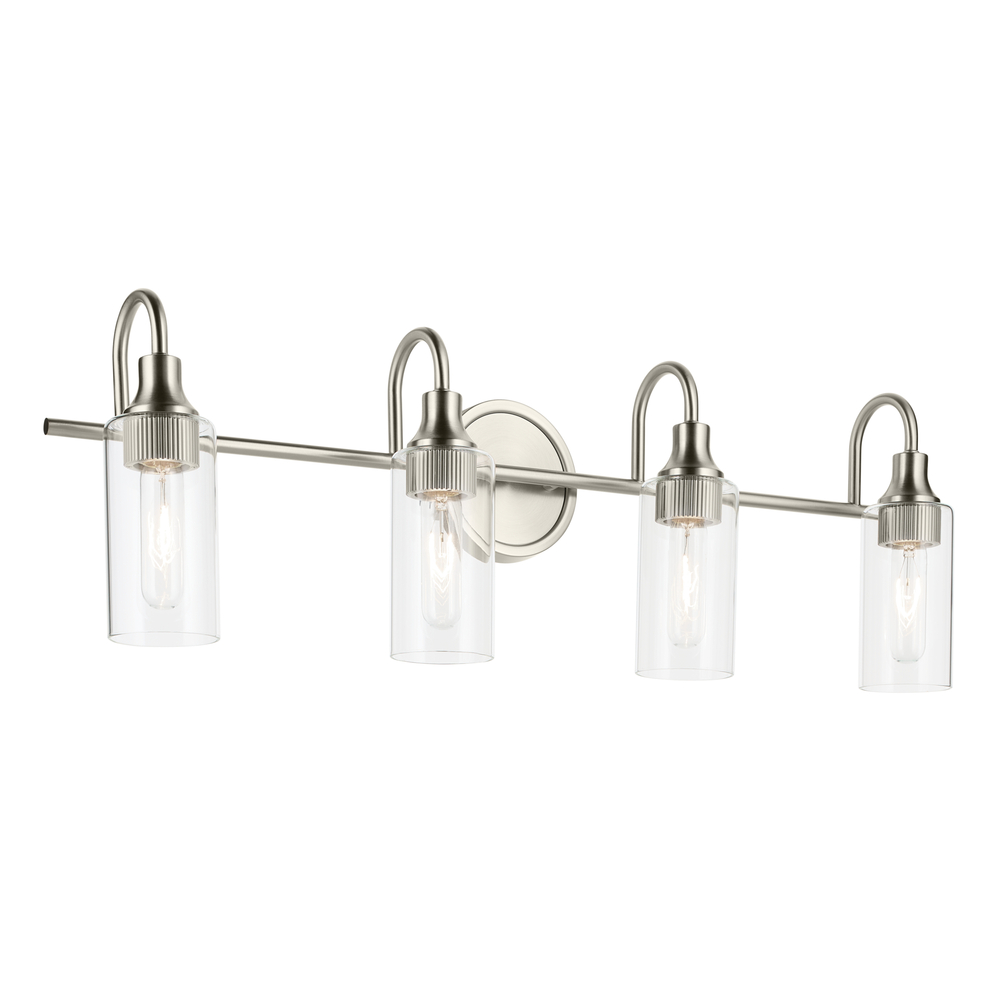 Kavi 31.5&#34; 4-Light Vanity Light with Clear Glass in Brushed Nickel