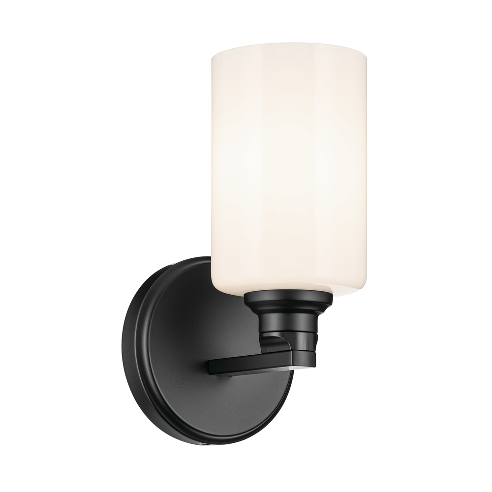 Gioe 9.5&#34; 1-Light Wall Sconce with Opal Glass in Black