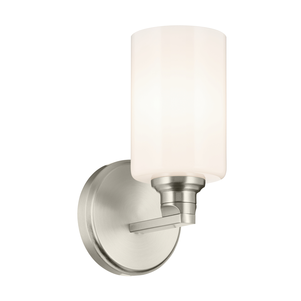 Gioe 9.5&#34; 1-Light Wall Sconce with Opal Glass in Brushed Nickel