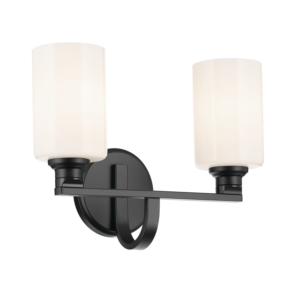 Gioe 14.25&#34; 2-Light Vanity Light with Opal Glass in Black