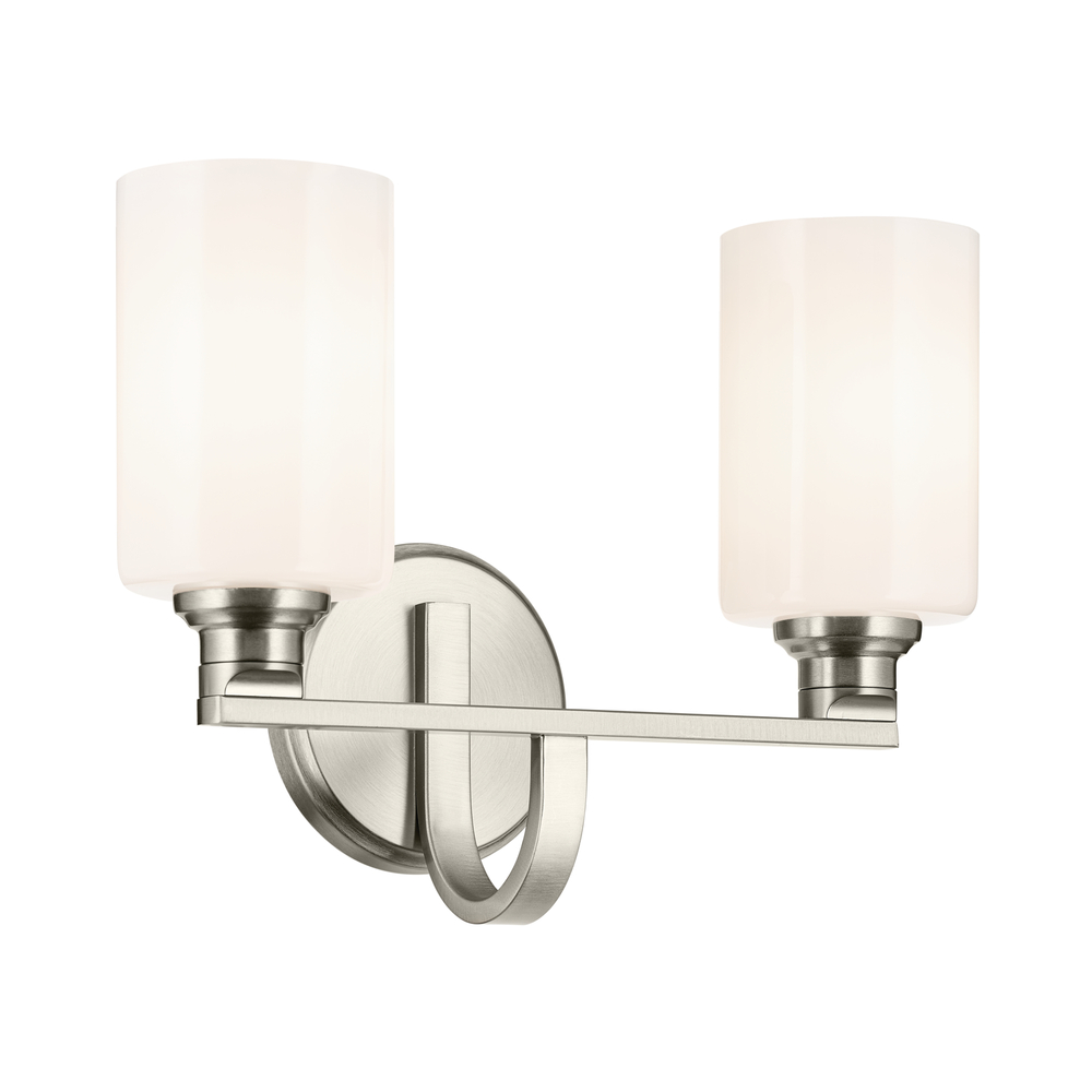 Gioe 14.25&#34; 2-Light Vanity Light with Opal Glass in Brushed Nickel