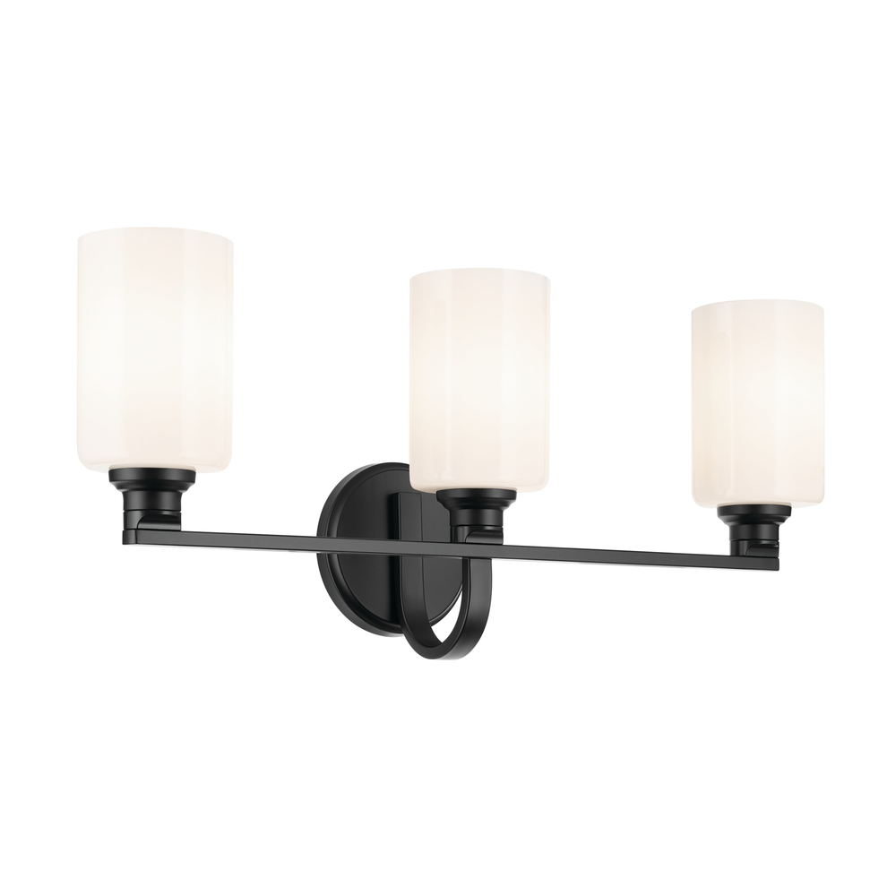 Gioe 24.25&#34; 3-Light Vanity Light with Opal Glass in Black