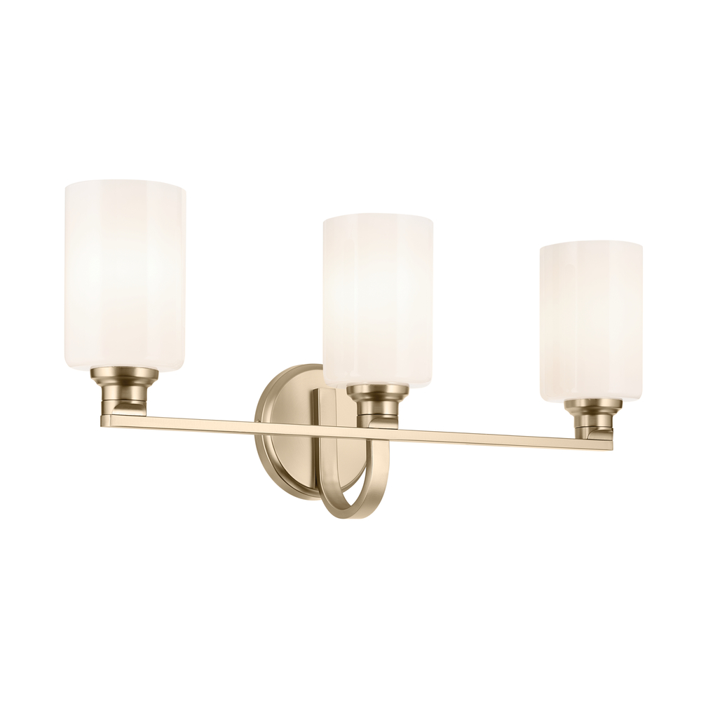 Gioe 24.25&#34; 3-Light Vanity Light with Opal Glass in Champagne Bronze