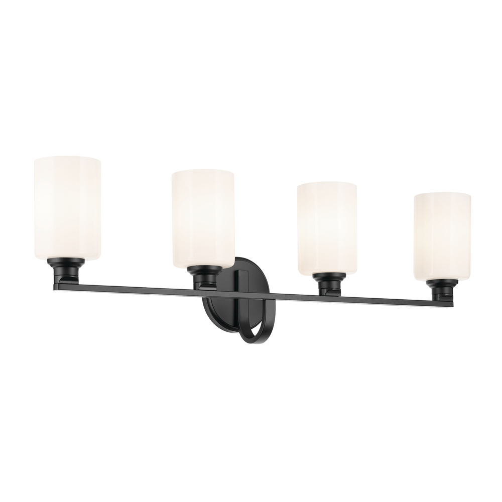 Gioe 32.25&#34; 4-Light Vanity Light with Opal Glass in Black