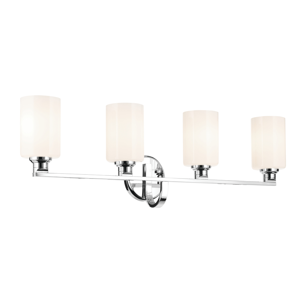 Gioe 32.25&#34; 4-Light Vanity Light with Opal Glass in Chrome