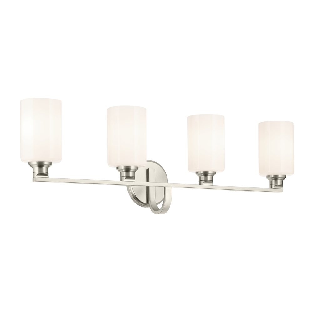 Gioe 32.25&#34; 4-Light Vanity Light with Opal Glass in Brushed Nickel